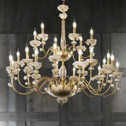 Viadurini Lighting Klassische Kronleuchter-Klassischer Kronleuchter mit 24 Lichtern aus Porzellan und luxuriösem mundgeblasenem Glas - Eteria