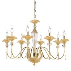 Viadurini Lighting Klassische Kronleuchter-Klassischer Kronleuchter mit 8 Lichtern aus Glas, Kristall und Luxusmetall - Flandern