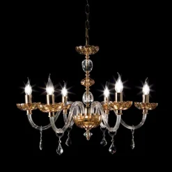 Viadurini Lighting Klassische Kronleuchter-Klassischer Kronleuchter aus 6 Leuchten in Belle Glas und Kristall