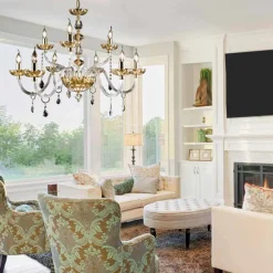 Viadurini Lighting Klassische Kronleuchter-Klassischer Kronleuchter aus 9 Leuchten in Belle Glas und Kristall