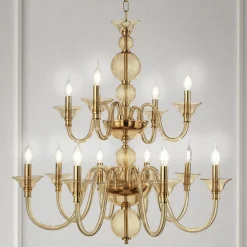 Viadurini Lighting Klassische Kronleuchter-Klassischer Kronleuchter 12 Lichter aus italienischem handgefertigtem Glas und Metall - Memore