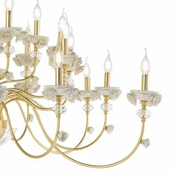 Viadurini Lighting Klassische Kronleuchter-Klassischer Kronleuchter mit 30 Lichtern aus Porzellan und luxuriösem mundgeblasenem Glas - Eteria