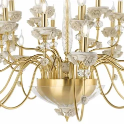 Viadurini Lighting Klassische Kronleuchter-Klassischer Kronleuchter mit 30 Lichtern aus Porzellan und luxuriösem mundgeblasenem Glas - Eteria