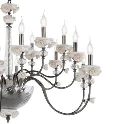 Viadurini Lighting Klassische Kronleuchter-Klassischer Kronleuchter mit 30 Lichtern aus Porzellan und luxuriösem mundgeblasenem Glas - Eteria