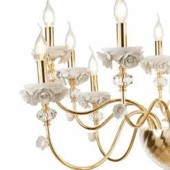 Viadurini Lighting Klassische Kronleuchter-Klassischer Kronleuchter mit 18 Lichtern aus Porzellan und luxuriösem mundgeblasenem Glas - Eteria