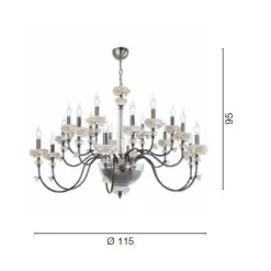 Viadurini Lighting Klassische Kronleuchter-Klassischer Kronleuchter mit 18 Lichtern aus Porzellan und luxuriösem mundgeblasenem Glas - Eteria