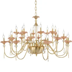 Viadurini Lighting Klassische Kronleuchter-Klassischer Kronleuchter mit 24 Lichtern aus Glas, Kristall und Luxusmetall - Flandern