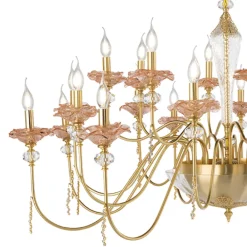 Viadurini Lighting Klassische Kronleuchter-Klassischer Kronleuchter mit 24 Lichtern aus Glas, Kristall und Luxusmetall - Flandern