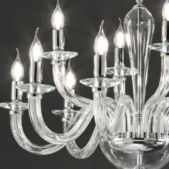 Viadurini Lighting Klassische Kronleuchter-Klassischer Kronleuchter mit 12 Lichtern aus transparentem Glas Made in Italy - Rapallo