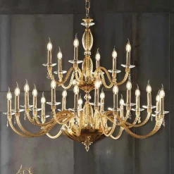 Viadurini Lighting Klassische Kronleuchter-Klassischer Kronleuchter mit 24 Lichtern aus mundgeblasenem Glas und Handdetails - Phaedra