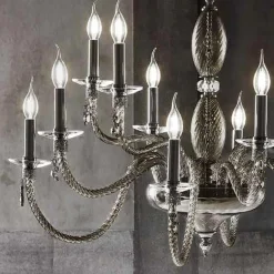 Viadurini Lighting Klassische Kronleuchter-Klassischer Kronleuchter mit 12 Lichtern aus mundgeblasenem Glas und Handdetails - Phaedra