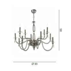 Viadurini Lighting Klassische Kronleuchter-Klassischer Kronleuchter mit 12 Lichtern aus mundgeblasenem Glas und Handdetails - Phaedra