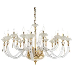 Viadurini Lighting Klassische Kronleuchter-Klassischer Kronleuchter 16 Lichter Geblasenes Glas Blumendetails - Bluminda