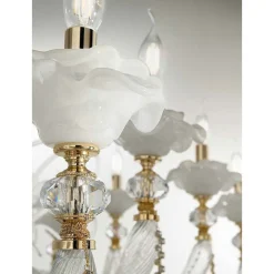 Viadurini Lighting Klassische Kronleuchter-Klassischer Kronleuchter 16 Lichter Geblasenes Glas Blumendetails - Bluminda