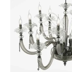 Viadurini Lighting Klassische Kronleuchter-Klassischer Kronleuchter 16 Lichter Geblasenes Glas Blumendetails - Bluminda