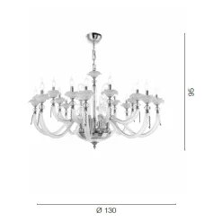 Viadurini Lighting Klassische Kronleuchter-Klassischer Kronleuchter 16 Lichter Geblasenes Glas Blumendetails - Bluminda