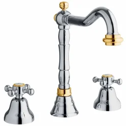 Viadurini Taps Waschbeckenarmaturen-Klassischer 3-Loch-Mischer für Waschbecken aus Messing Made in Italy - Lisca