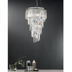 Viadurini Lighting Klassische Kronleuchter-Klassischer Luxus-Kronleuchter aus verchromtem Metall und geschliffenem Kristall - Lambert