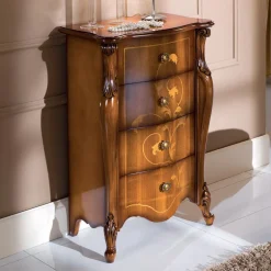 Viadurini Classic Kommoden-Klassischer Nachttisch aus eingelegtem Holz 4 Schubladen Made in Italy - Ottaviano