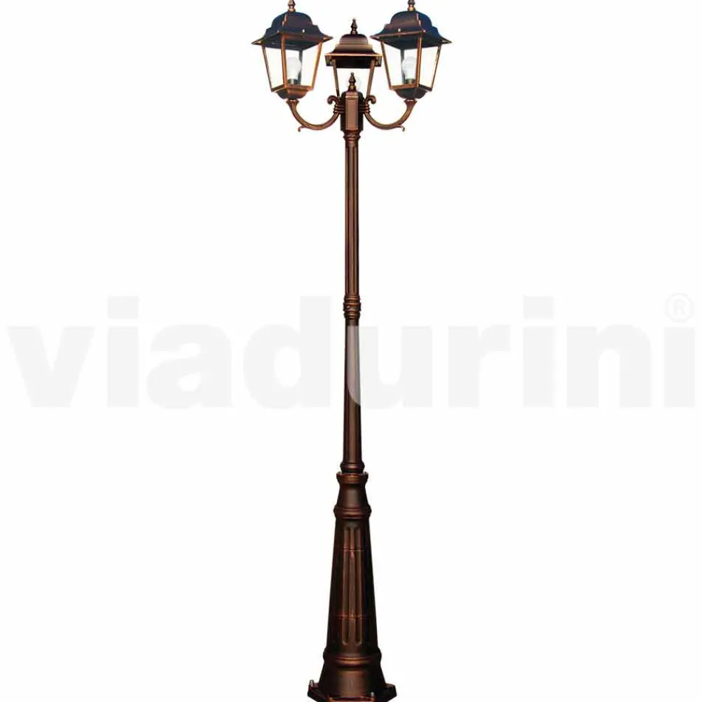 Viadurini Lighting Gartenlampion-Klassischer Outdoor-Laternenpfahl mit drei Lichtern, hergestellt in Italien, Aquilina