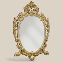 Viadurini Classic Wandspiegel-Klassischer ovaler Spiegel aus Blattgold und Blattsilber Made in Italy - Vanessa