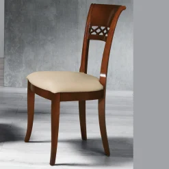 Viadurini Living Klassische Stühle-Klassischer Stuhl aus Buchenholz mit verzierter Rückenlehne und Kunstleder - Milissa