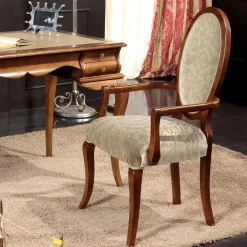 Viadurini Classic Klassische Stühle-Klassischer Stuhl aus Holz und Stoff mit oder ohne Armlehnen Made in Italy - Ellie