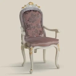 Viadurini Classic Klassische Stühle-Klassischer Stuhl Weißes Holz und gepolsterter Stoff Made in Italy - Barock
