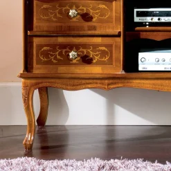 Viadurini Classic Tv-Möbel-Klassischer TV-Ständer aus Walnussholz 4 Schubladen Made in Italy - Prince