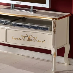 Viadurini Classic Tv-Möbel-Klassischer TV-Ständer aus weißem Holz und Nussbaum Made in Italy - Katerine