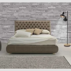 Viadurini Night Design Maßgeschneiderte Möbel|Polsterbetten-Klassisches Doppelbett mit Box aus Stoff oder Kunstleder Made in Italy - Libanon