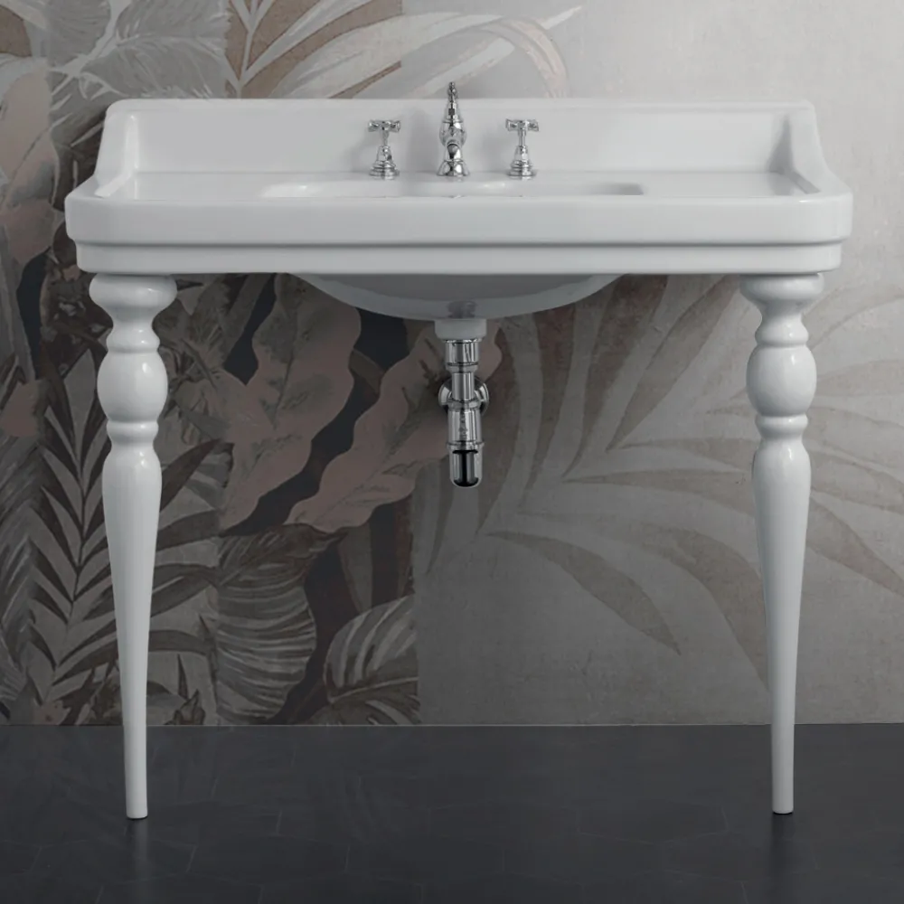Viadurini Bathroom Keramikwaschbecken-Klassisches Konsolenwaschbecken aus Keramik L 104 cm Made in Italy - Wollie