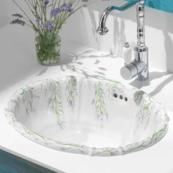 Viadurini Bathroom Keramikwaschbecken-klassisches Porzellan Einbauwaschbecken handgemacht in Italien, Santiago