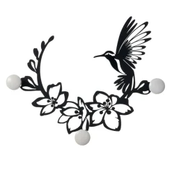 Viadurini Living Wandgarderobe-Kleiderbügel aus Eisen mit Kolibri-Dekoration, hergestellt in Italien – Schlüssel