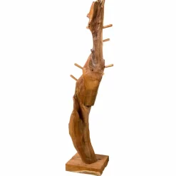 Viadurini Bathroom Garderobenständer|Badetuchhalter-Kleiderständer mit Struktur und Haken aus massivem Teakholz - Tanne