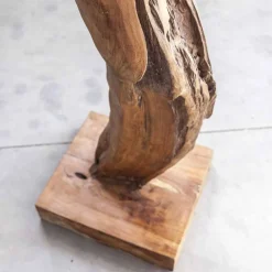 Viadurini Bathroom Garderobenständer|Badetuchhalter-Kleiderständer mit Struktur und Haken aus massivem Teakholz - Tanne