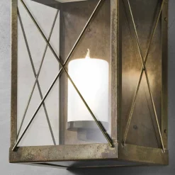 Il Fanale Gartenlaternen-Kleine Wandlaterne Eisen/ Messing mit Kerzenhalter