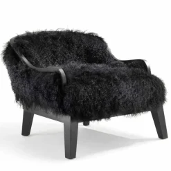 Viadurini Living Moderne Sessel-Kleiner Sessel aus Leder und schwarzem Fell, made in Italy Design Eli