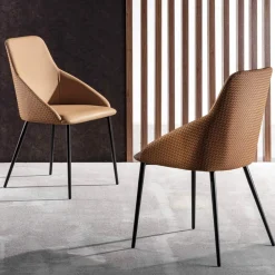 Viadurini Living Moderne Stühle-Öko-Ledersessel mit verzierter Rückenlehne und schwarzer Metallbasis, 2 Stück - Nima