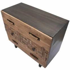 Viadurini Living Kommoden-Kommode aus Akazienholz und Eisen mit 3 Schubladen in modernem Design - Emerald