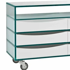 Viadurini Night Design Kommoden-Kommode aus extraklarem Glas mit sechs Schubladen aus weißem Holz Made in Italy - Ganzo