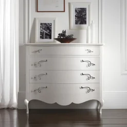 Viadurini Night Design Kommoden-Kommode aus perlweißem Reliefholz mit verchromten Griffen, hergestellt in Italien – Berlin