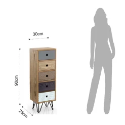 Viadurini Living Kommoden-Kommode mit 5 farbigen MDF-Schubladen – Califormio