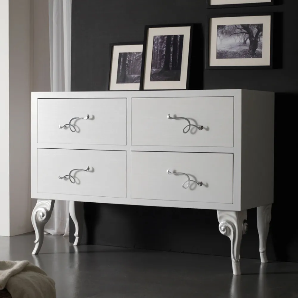 Viadurini Night Design Kommoden-Kommode mit 4 Schubladen aus perlweißer Linden-Tischlerplatte, hergestellt in Italien – Bacau