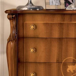 Viadurini Classic Kommoden-Kommode mit 7 Schubladen aus Walnussholz mit Intarsien Made in Italy - Commodus