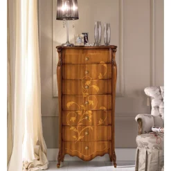 Viadurini Classic Kommoden-Kommode mit 7 Schubladen aus Walnussholz mit Intarsien Made in Italy - Commodus