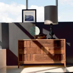 Viadurini Living Kommoden-Kommode mit 3 Schubladen, massives Nussholz, modernes Design, Nino