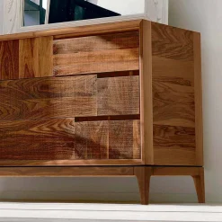 Viadurini Living Kommoden-Kommode mit 3 Schubladen, massives Nussholz, modernes Design, Nino