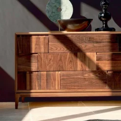 Viadurini Living Kommoden-Kommode mit 3 Schubladen, massives Nussholz, modernes Design, Nino