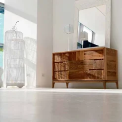 Viadurini Living Kommoden-Kommode mit 3 Schubladen, massives Nussholz, modernes Design, Nino